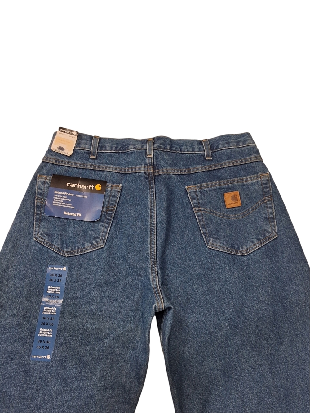 Carhartt NWT~Mens Relaxed Straight Fit Flannel Lined Jean~Dark Wash Denim~36X36 - Picture 6 of 9